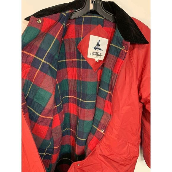 Misty Harbor Womens Any Weather Slicker Plaid Lined Raincoat Red Size PM - Picture 5 of 5